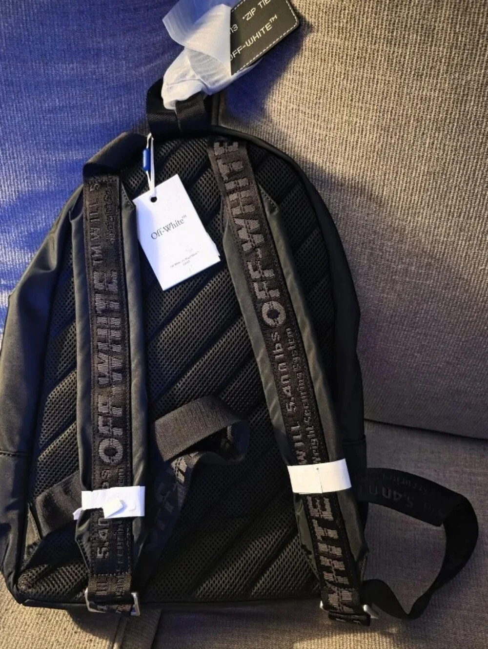 Off-White Arrows Nylon Multi-Pocket Backpack Leather Appliqué Industrial BNWT